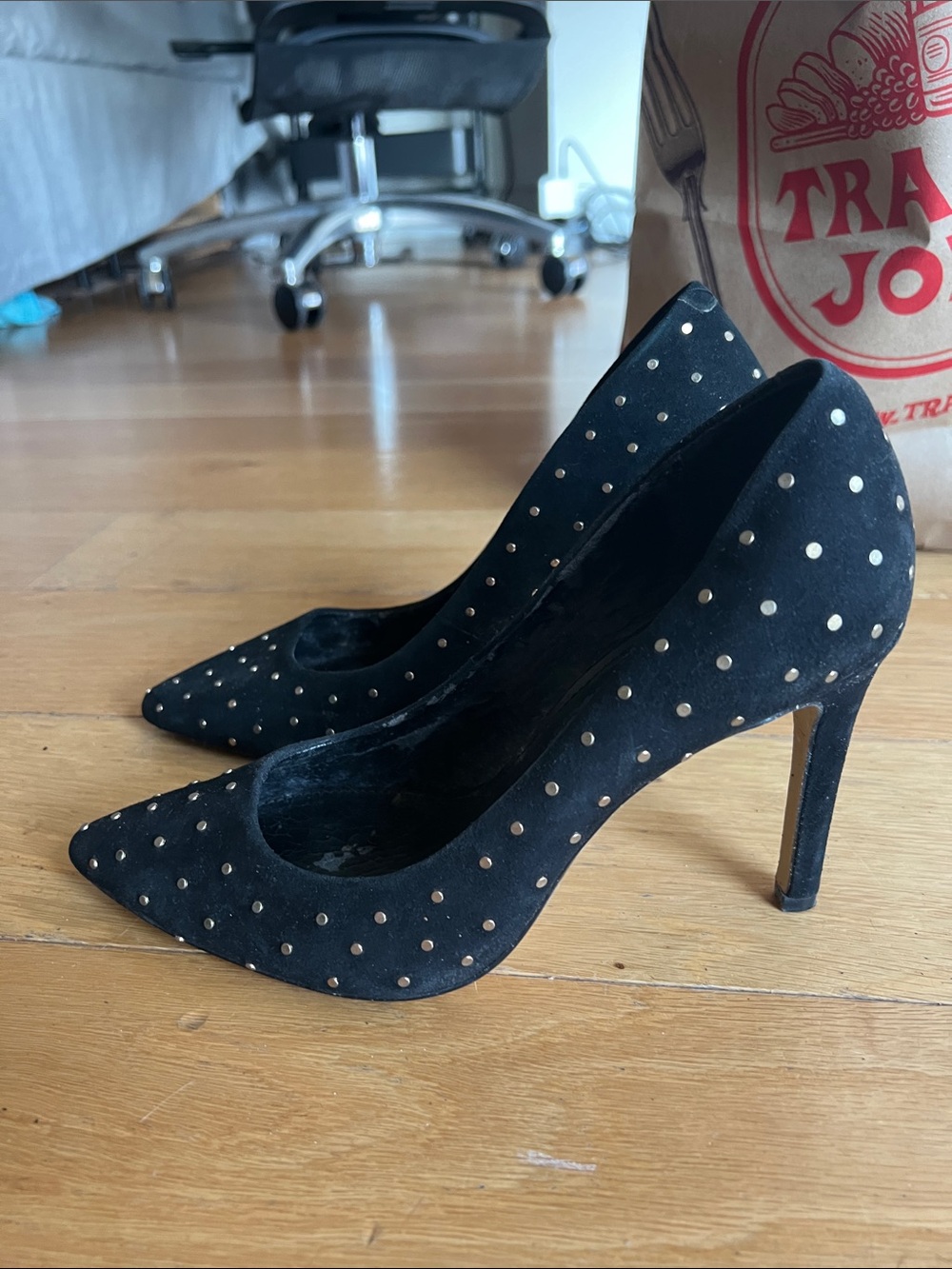 Banana Republic Black Studded Pointed Toe Heels